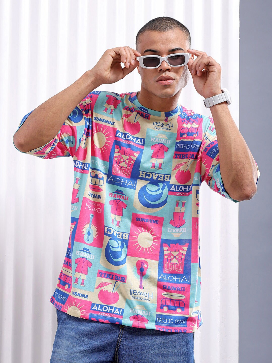 The Indian Garage Co Graphic Printed Drop Shoulder Sleeves Oversized T-shirt, Pink
The Indian Garage Co Graphic Printed Drop Shoulder Sleeves Oversized T-shirt, Pink