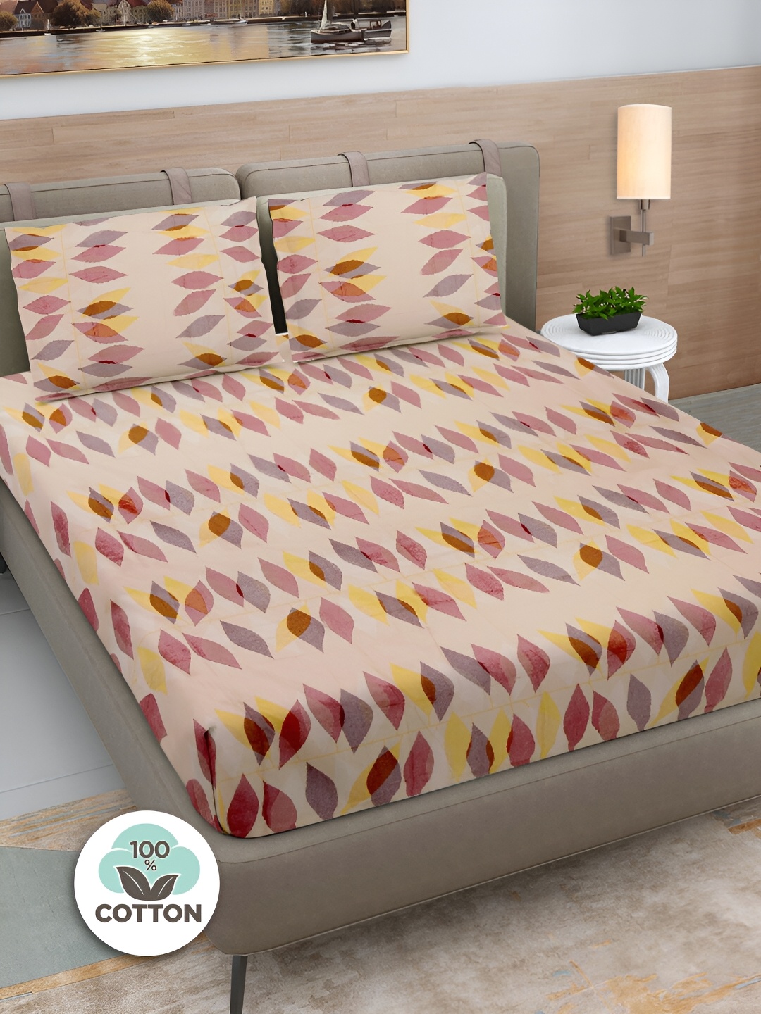 FABINALIV Maroon & Purple Floral Print Cotton Super King Size Bedsheet & 2 Pillow Covers
FABINALIV Maroon & Purple Floral Print Cotton Super King Size Bedsheet & 2 Pillow Covers