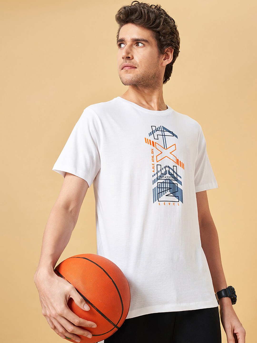 Ajile by Pantaloons Typography Printed Round Neck Short Sleeves Cotton Slim Fit T-shirt, White
Ajile by Pantaloons Typography Printed Round Neck Short Sleeves Cotton Slim Fit T-shirt, White