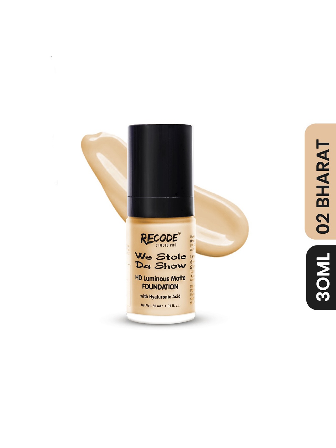 Recode HD Luminous Matte Foundation With Hyaluronic Acid Extract - 30ml - Bharat 02, Brown
Recode HD Luminous Matte Foundation With Hyaluronic Acid Extract - 30ml - Bharat 02, Brown