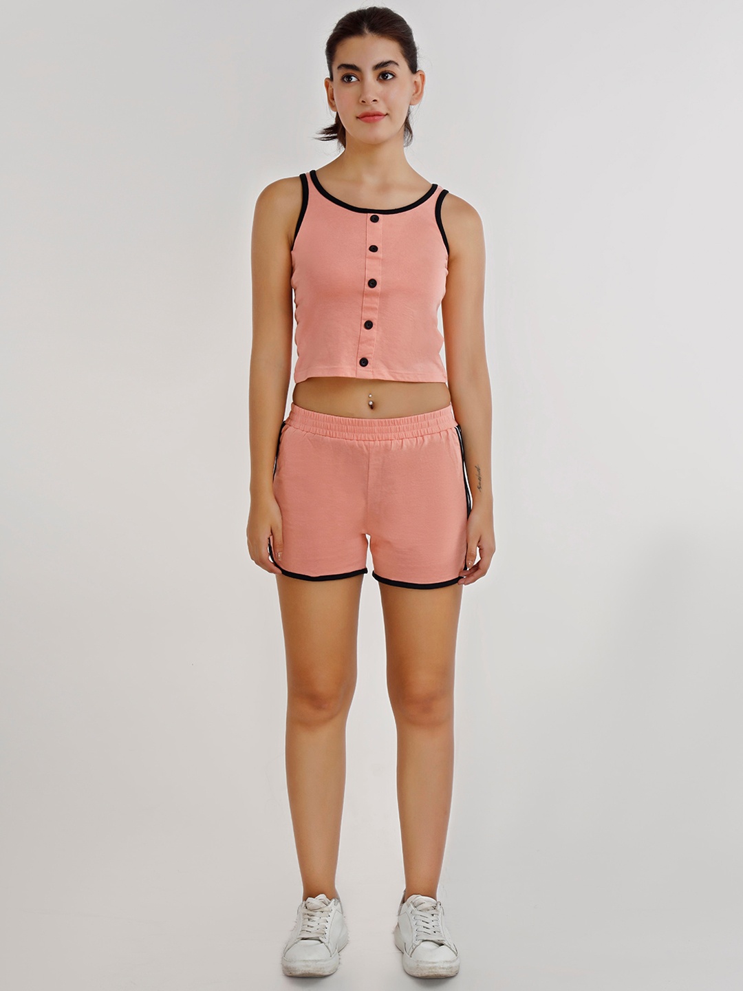 VISO Shoulder Straps Crop Top & Shorts, Pink