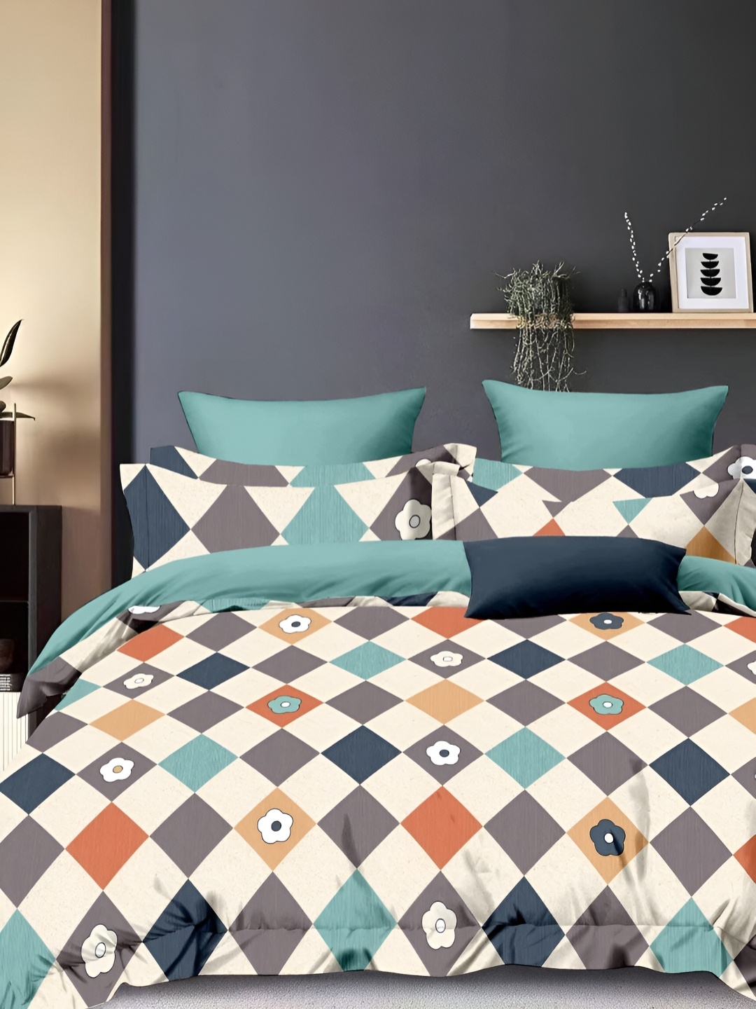 CHHAVI INDIA Blue & Grey Geometric Microfiber 210 TC Queen Bedsheet with 2 Pillow Covers
CHHAVI INDIA Blue & Grey Geometric Microfiber 210 TC Queen Bedsheet with 2 Pillow Covers