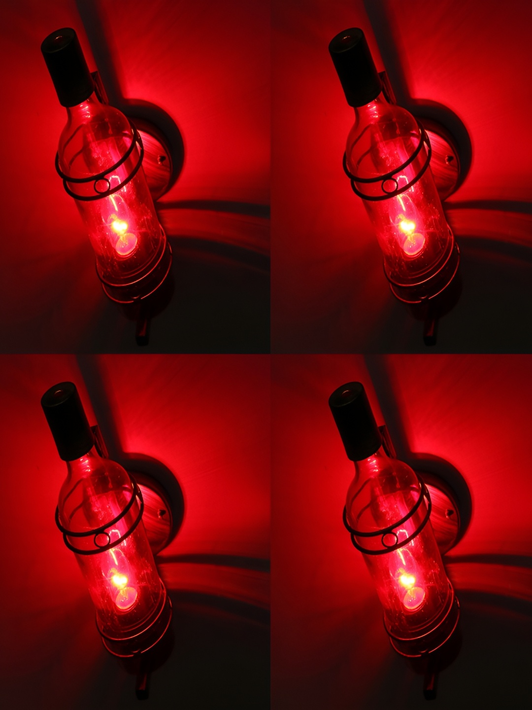 1ST TIME Red & Brown 4 Pieces Glass Traditional Cylinder Shaped Wall Lamp