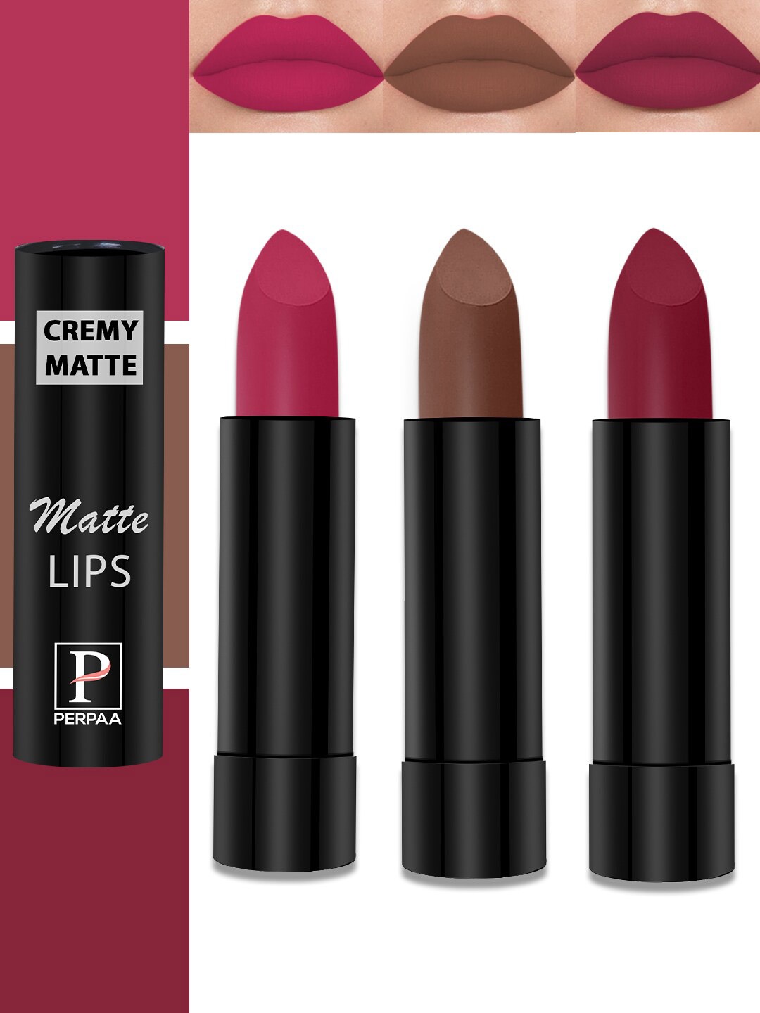 PERPAA Set Of 3 Cremy Matte Long Lasting Bullet Lipstick - Shades 87-92-111, Pink
PERPAA Set Of 3 Cremy Matte Long Lasting Bullet Lipstick - Shades 87-92-111, Pink
