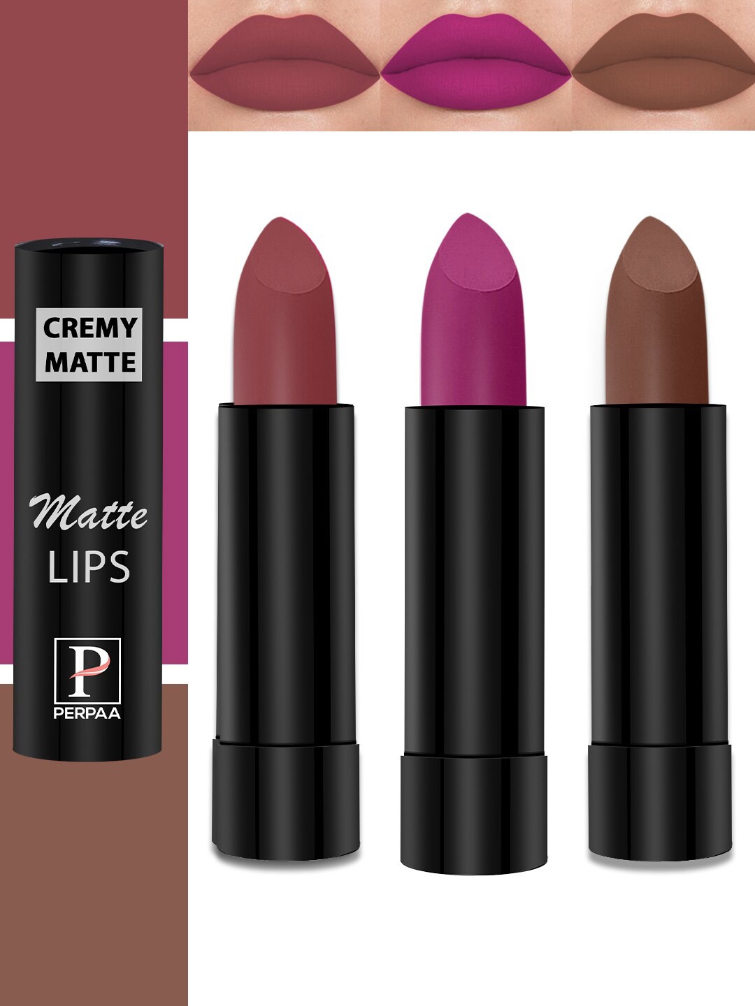PERPAA Cremy Matte Set Of 3 Long Lasting Lipstick - 3.5g Each-Red Rush-Nude Brown-Magenta, Multi
PERPAA Cremy Matte Set Of 3 Long Lasting Lipstick - 3.5g Each-Red Rush-Nude Brown-Magenta, Multi