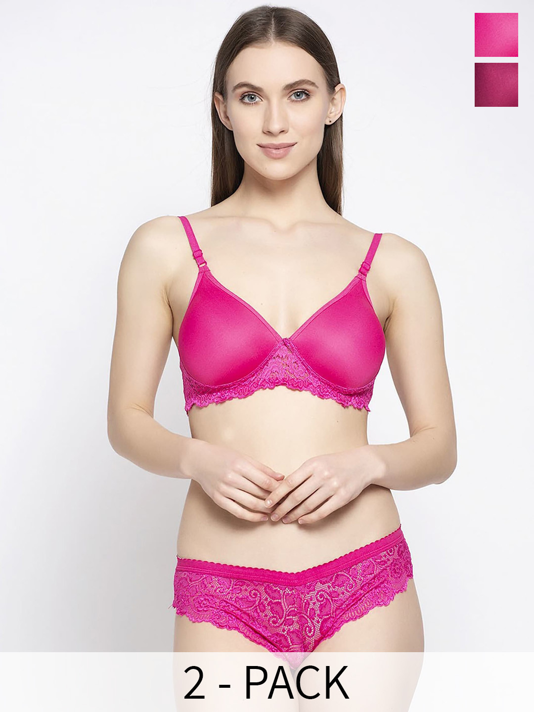 Aamarsh Pack Of 2 Self Design Lingerie Set, Pink
Aamarsh Pack Of 2 Self Design Lingerie Set, Pink