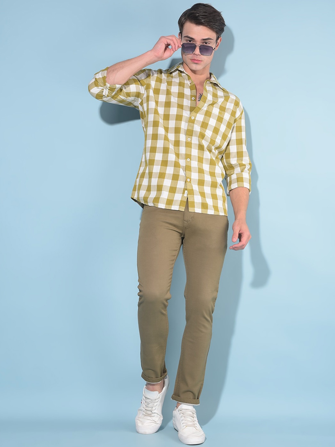 Crimsoune Club Resort Collar Slim Fit Gingham Checked Long Sleeves Casual Shirt, Olive
Crimsoune Club Resort Collar Slim Fit Gingham Checked Long Sleeves Casual Shirt, Olive
