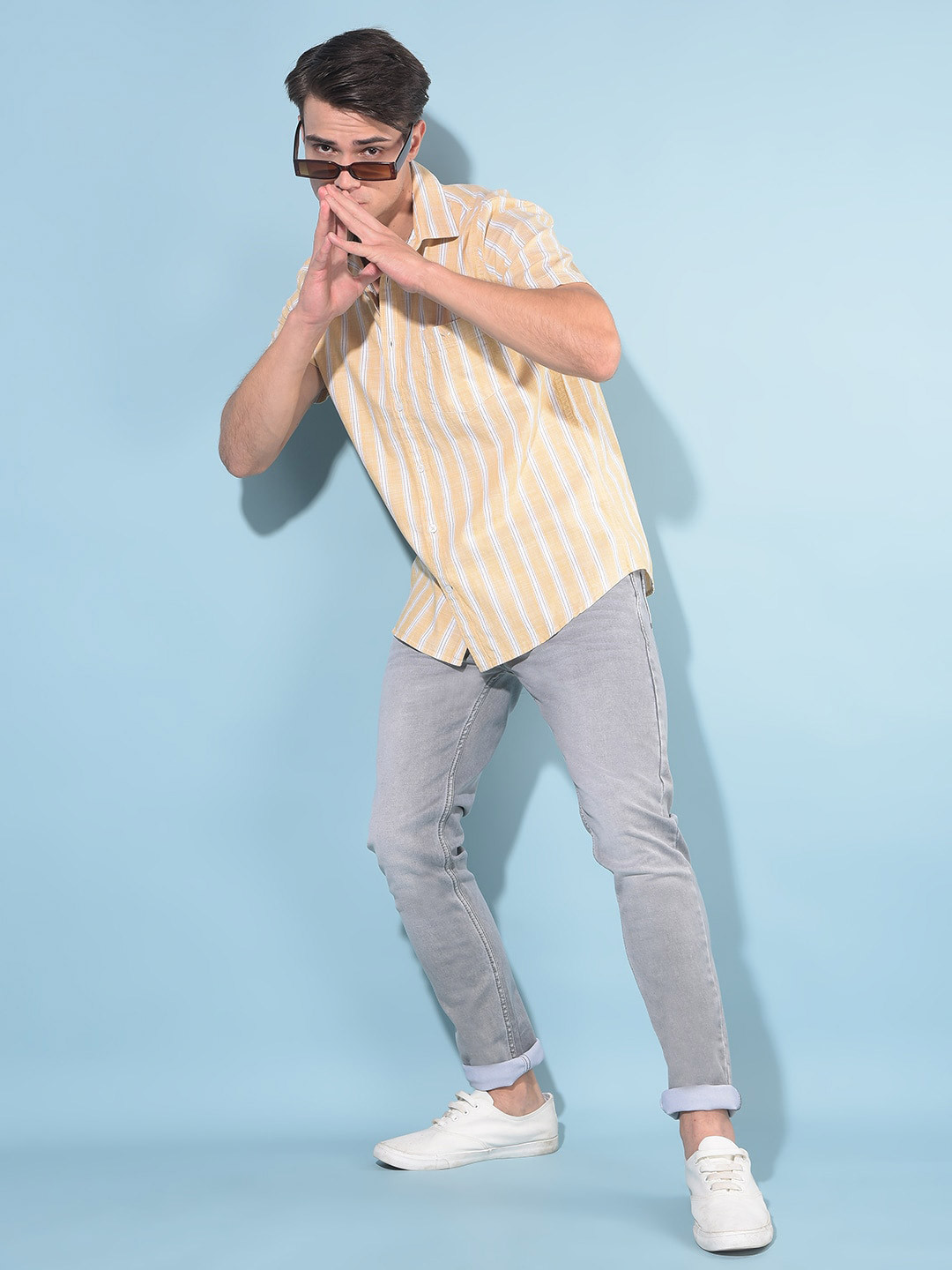 Crimsoune Club Resort Collar Slim Fit Vertical Striped Pure Cotton Casual Shirt, Yellow
Crimsoune Club Resort Collar Slim Fit Vertical Striped Pure Cotton Casual Shirt, Yellow