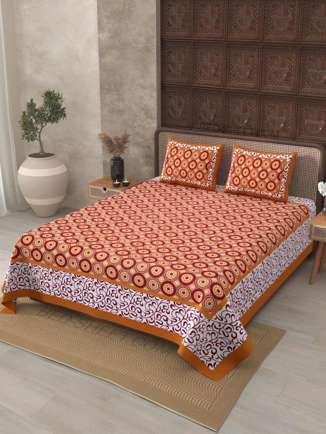 JAIPUR FABRIC Brown & White Geometric Cotton 120 TC King Bedsheet With 2 Pillow Covers
JAIPUR FABRIC Brown & White Geometric Cotton 120 TC King Bedsheet With 2 Pillow Covers