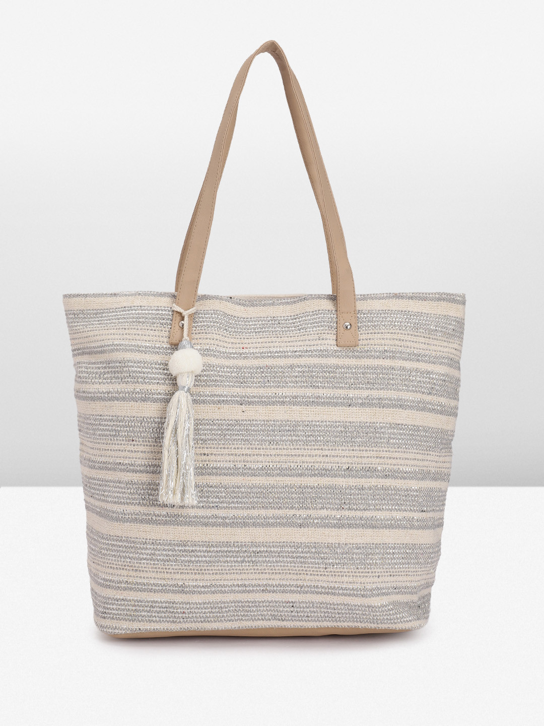 Anouk Striped Shopper Tote Bag with Tasselled, Beige
Anouk Striped Shopper Tote Bag with Tasselled, Beige