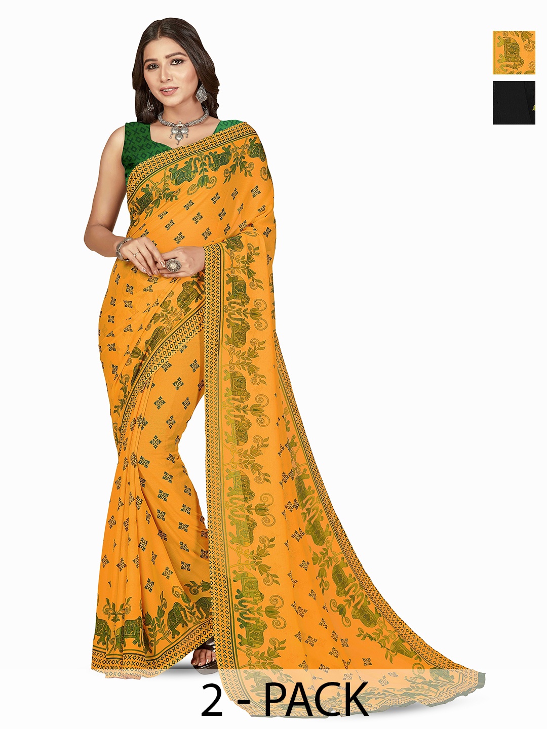 ANAND SAREES Women Daily Floral PrinPoly Georgette Combo Pack of 2 Saree, Black
ANAND SAREES Women Daily Floral PrinPoly Georgette Combo Pack of 2 Saree, Black