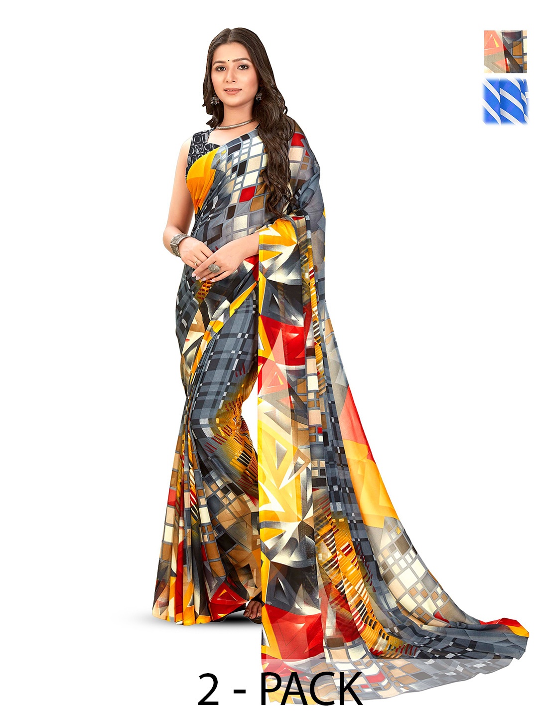 ANAND SAREES Women Daily Abstract Printed Poly Georgette Combo Pack of 2 Saree, Grey
ANAND SAREES Women Daily Abstract Printed Poly Georgette Combo Pack of 2 Saree, Grey