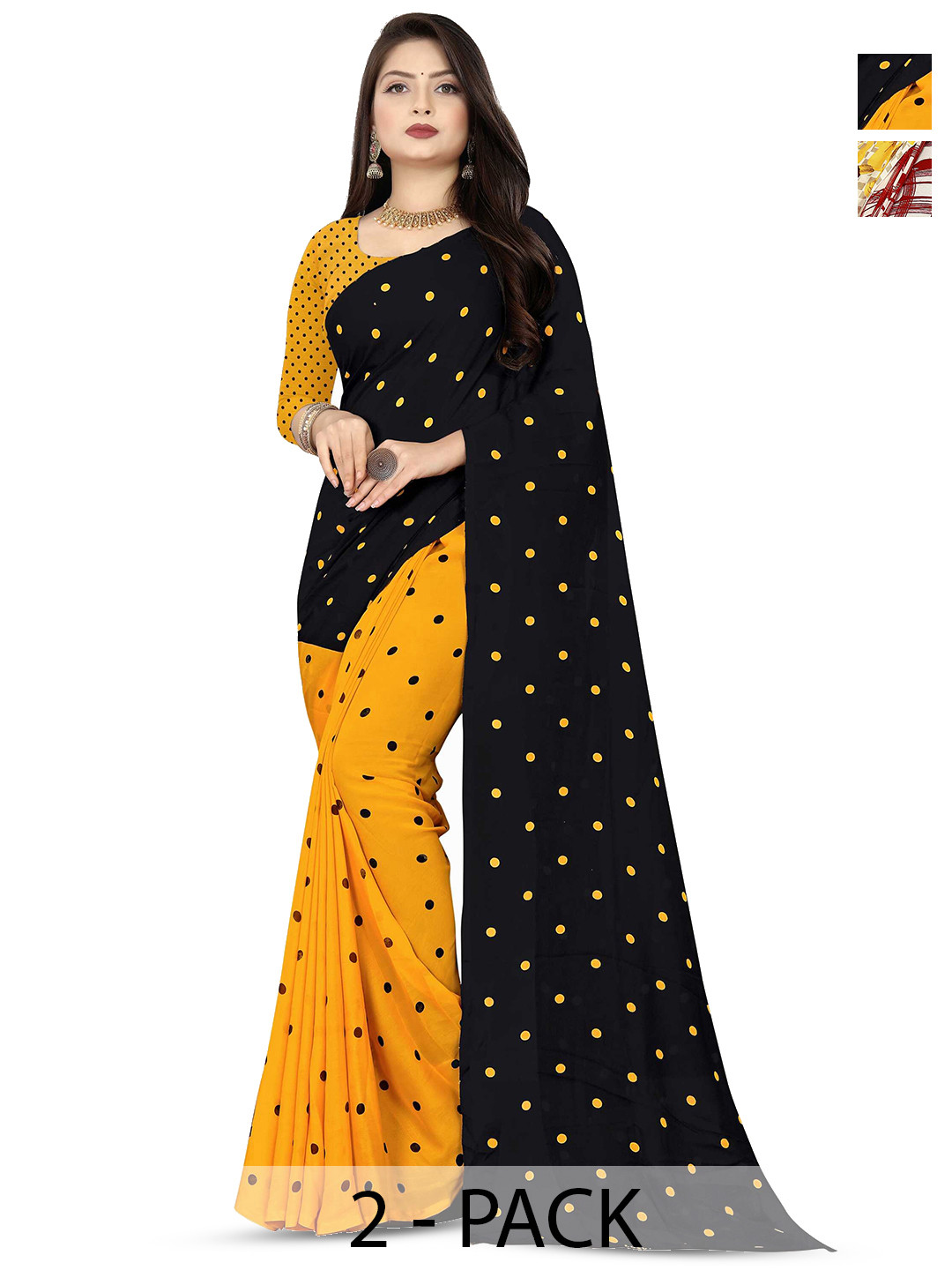 ANAND SAREES Pack of 2 Floral Saree, Black
ANAND SAREES Pack of 2 Floral Saree, Black
