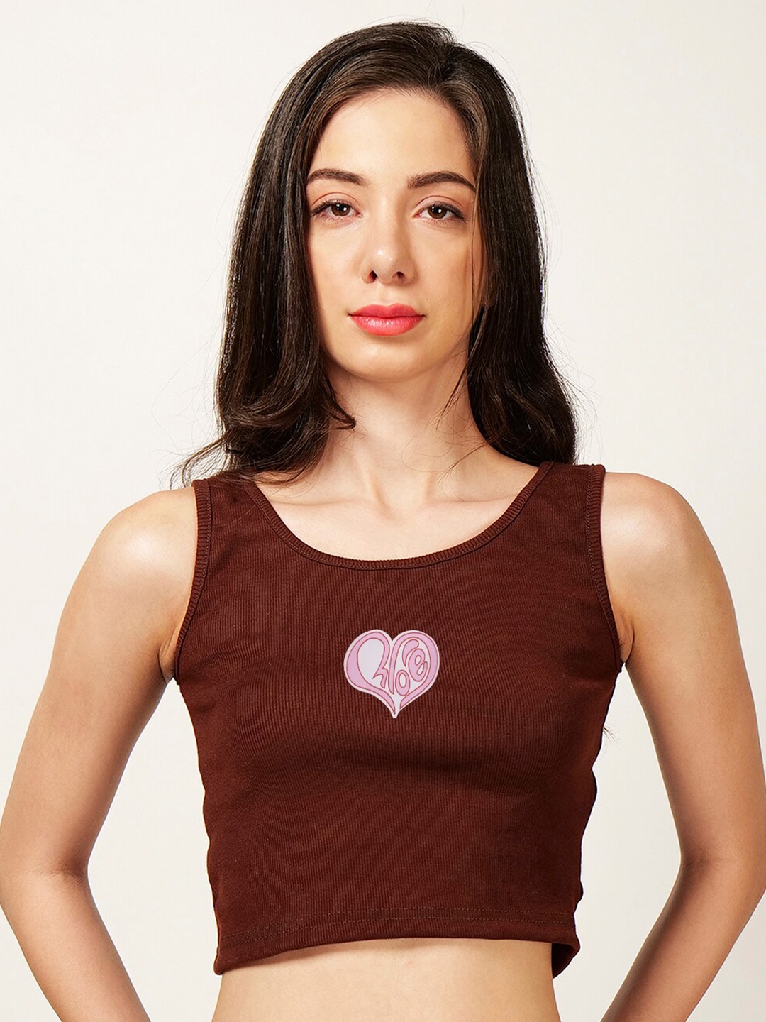 Fashion And Youth Graphic Printed Round Neck Sleeveless Cotton Crop Top, Coffee brown
Fashion And Youth Graphic Printed Round Neck Sleeveless Cotton Crop Top, Coffee brown