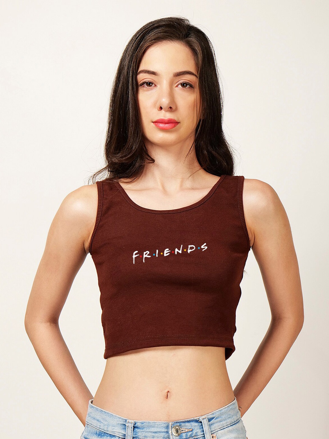 Fashion And Youth Typography Printed Round Neck Sleeveless Cotton Crop Top, Coffee brown
Fashion And Youth Typography Printed Round Neck Sleeveless Cotton Crop Top, Coffee brown