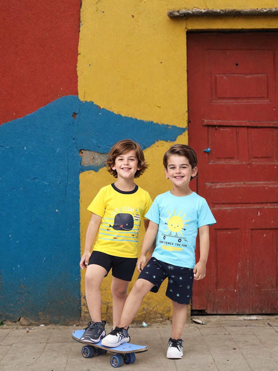 Toonyport Boys Pack Of 2 Printed Round Neck Short Sleeves Cotton T-shirt with Shorts, Yellow
Toonyport Boys Pack Of 2 Printed Round Neck Short Sleeves Cotton T-shirt with Shorts, Yellow