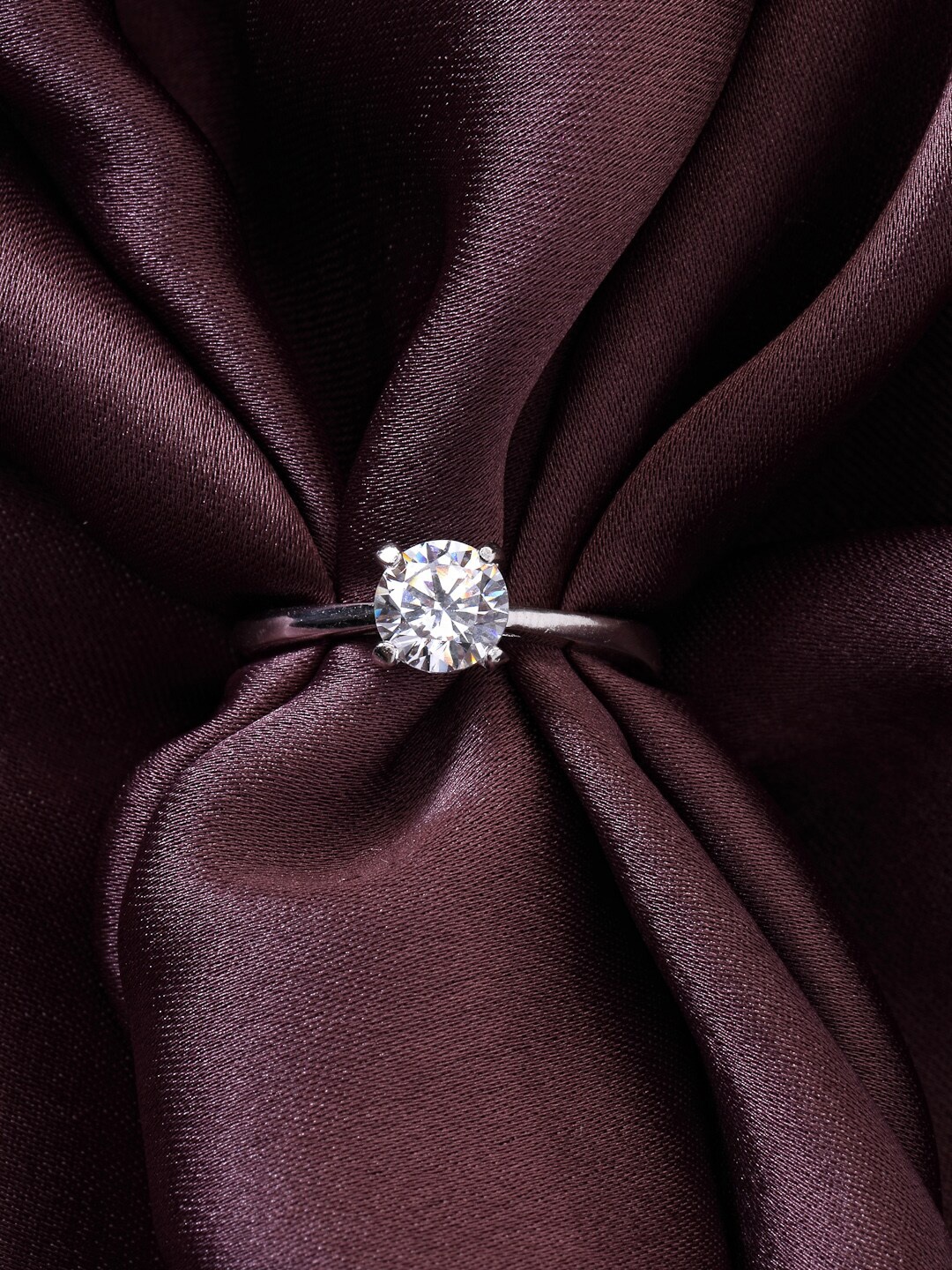PRIONI Rhodium-Plated 925 Sterling Silver Cubic Zirconia-Studded Adjustable Finger Ring
PRIONI Rhodium-Plated 925 Sterling Silver Cubic Zirconia-Studded Adjustable Finger Ring