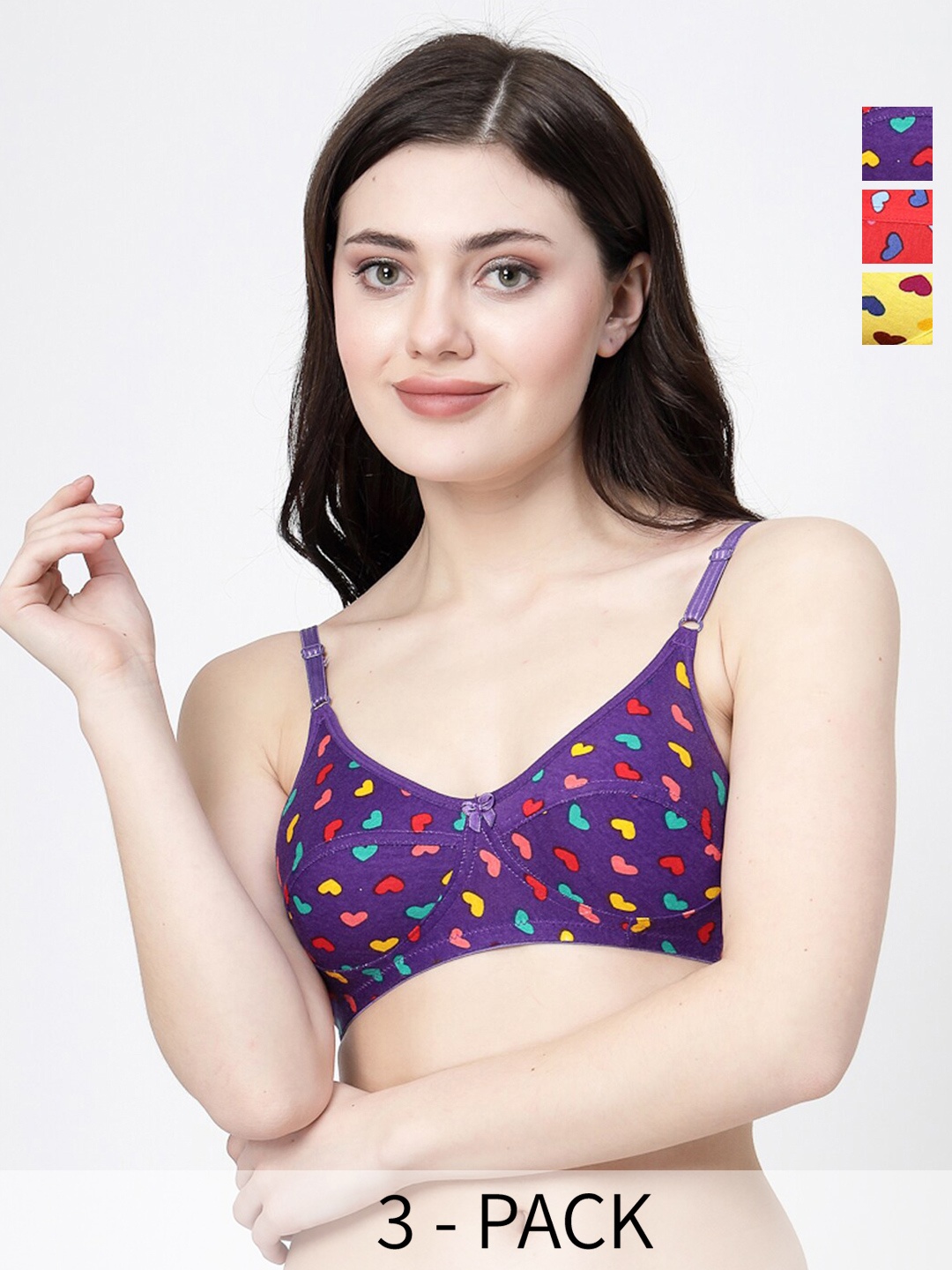 Docare Pack Of 3 Full Coverage Printed Cut and Sew Everyday Bra With All Day Comfort, Purple
Docare Pack Of 3 Full Coverage Printed Cut and Sew Everyday Bra With All Day Comfort, Purple