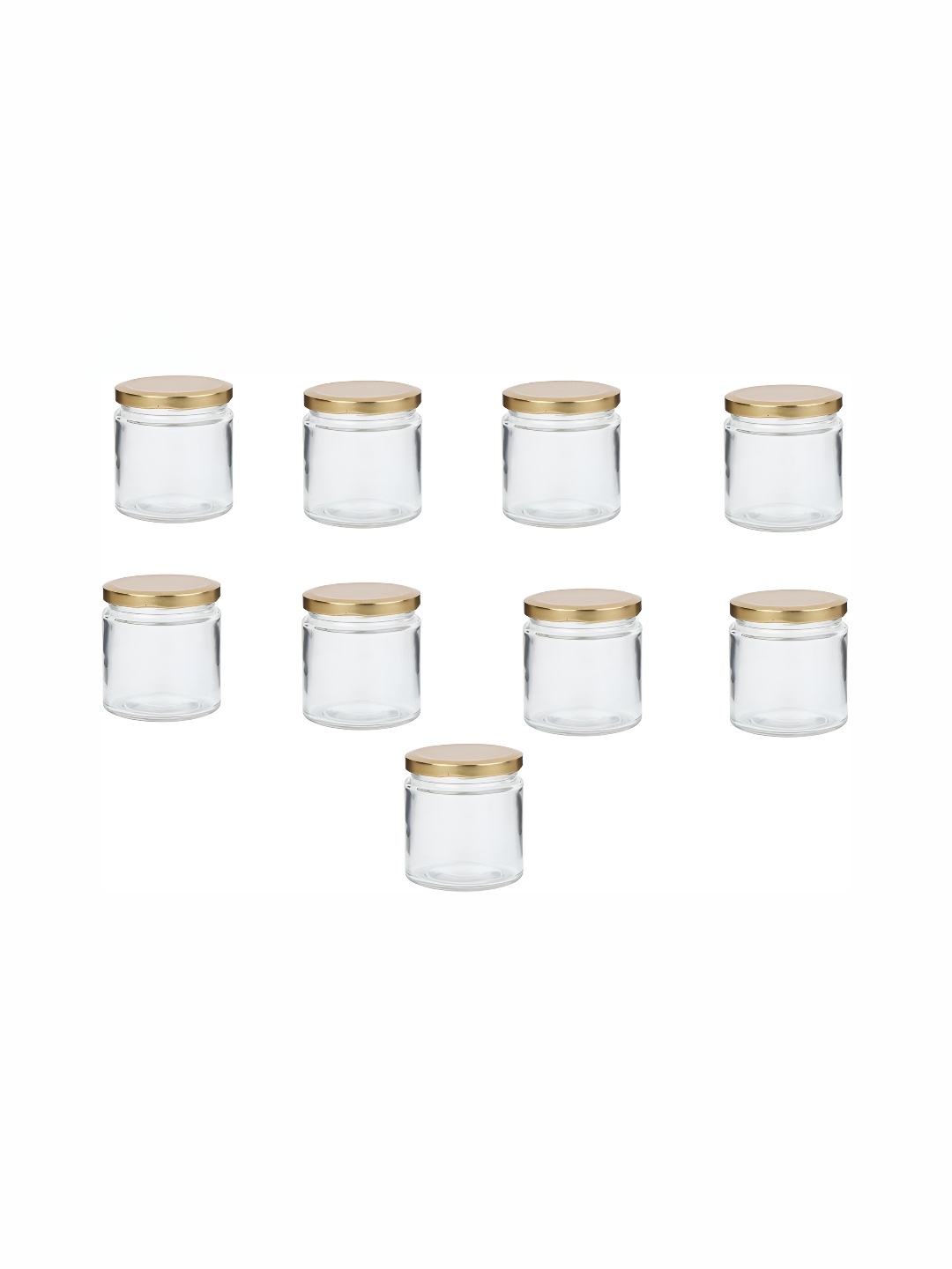 1ST TIME Transparent 9 Pieces Glass Jar With Lid 400ml Each