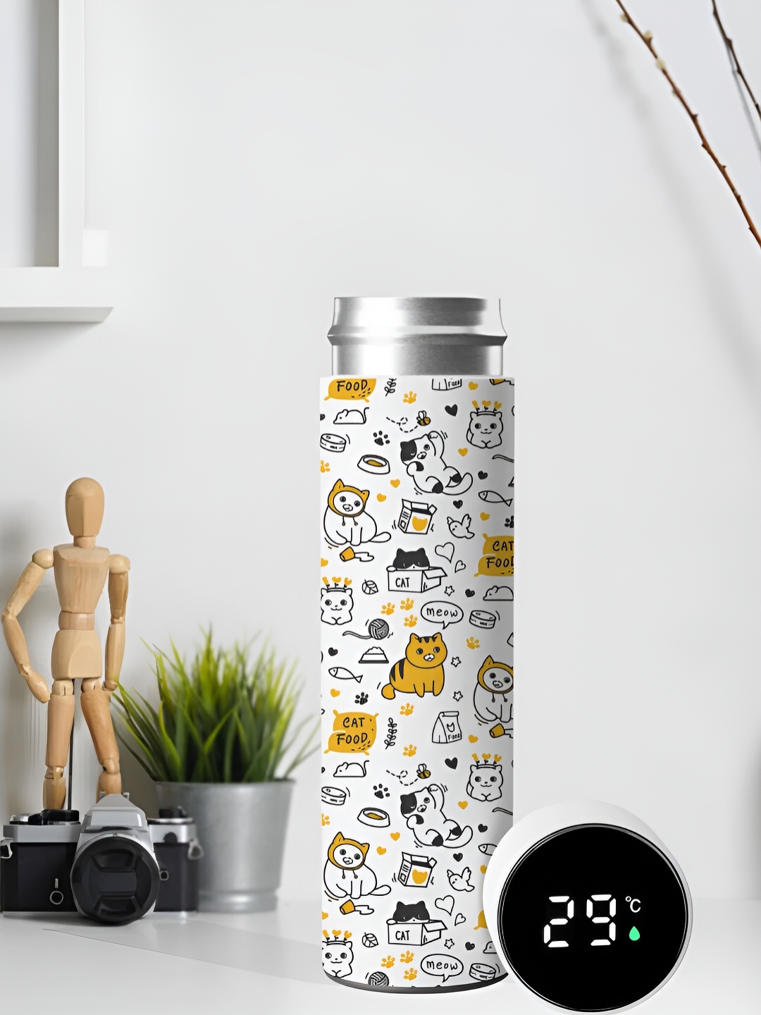 DecorTwist Stainless Steel Vacuum Insulated Water Bottle with LED Temperature Display, White
DecorTwist Stainless Steel Vacuum Insulated Water Bottle with LED Temperature Display, White