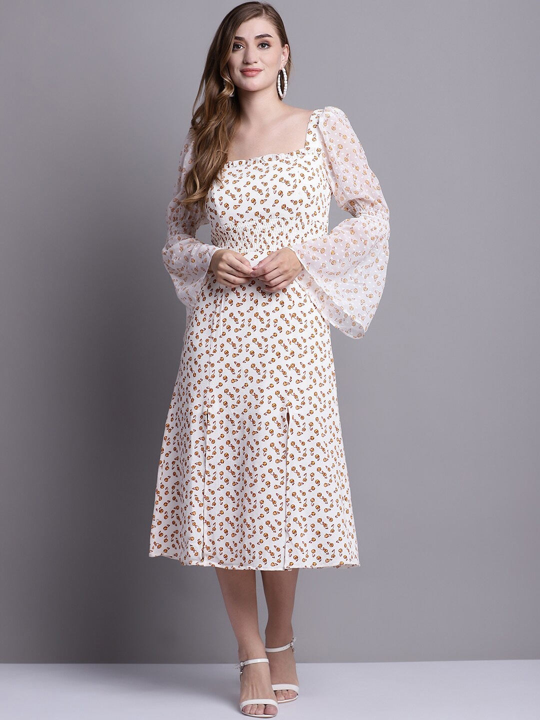 Dressitude Floral Print Square Neck Long Bell Sleeve Fit & Flare Midi Dress, Off white
Dressitude Floral Print Square Neck Long Bell Sleeve Fit & Flare Midi Dress, Off white
