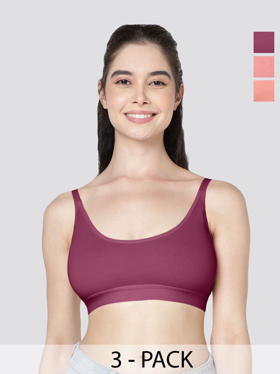 Kalyani Cathy Pack of 3 Double Layered Seamless Slip On Bra BRGD-ON-RSE, Burgundy
Kalyani Cathy Pack of 3 Double Layered Seamless Slip On Bra BRGD-ON-RSE, Burgundy