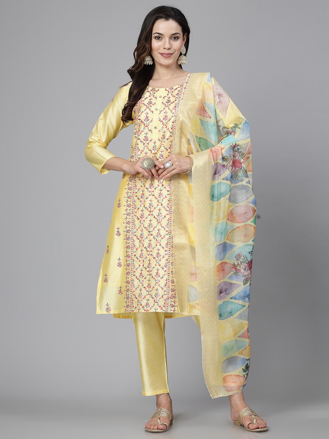 18 ATTITUDE Women Embroidered Regular Sequinned Kurti with Trousers & With Dupatta, Yellow
18 ATTITUDE Women Embroidered Regular Sequinned Kurti with Trousers & With Dupatta, Yellow