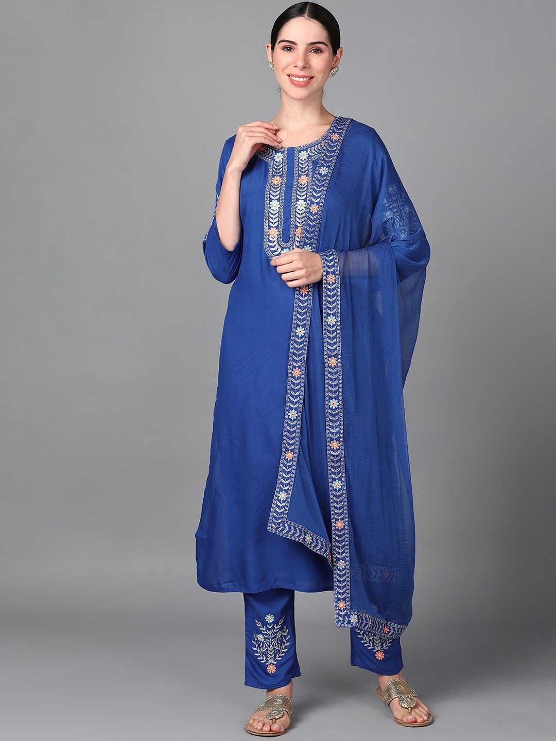 ASHRU Women Embroidered Regular Mirror Work Kurti with Trousers & With Dupatta, Blue
ASHRU Women Embroidered Regular Mirror Work Kurti with Trousers & With Dupatta, Blue