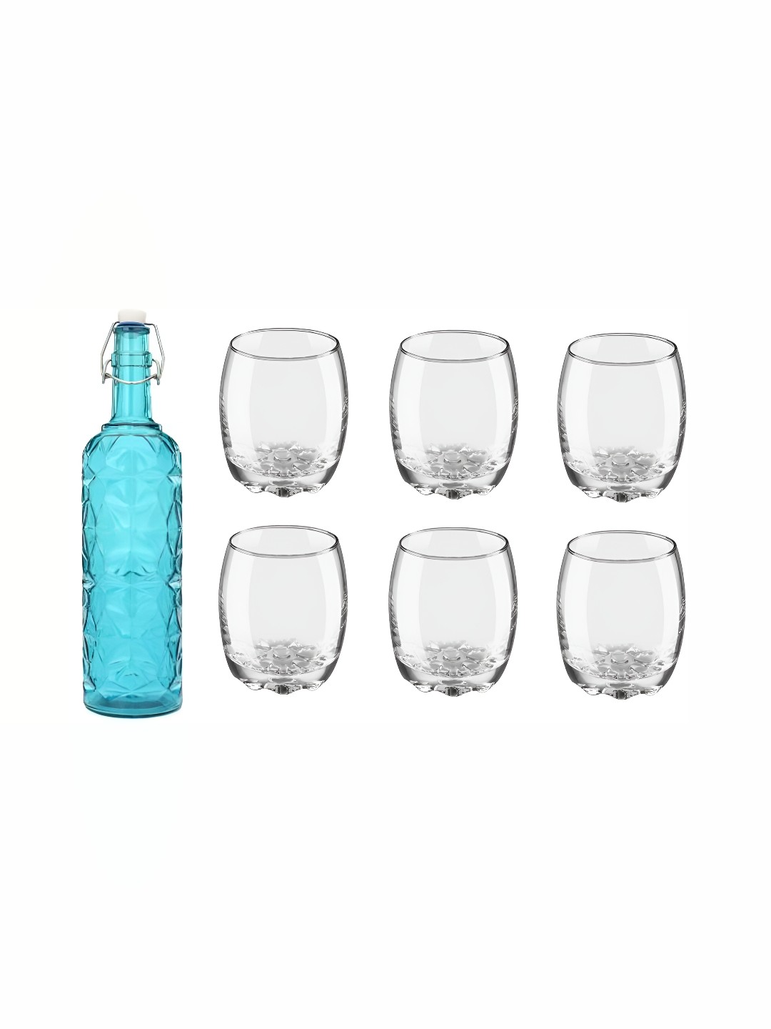 1ST TIME Blue & Transparent 7Pcs Textured Glass Easy to Handle Water Bottle With Glass Set
1ST TIME Blue & Transparent 7Pcs Textured Glass Easy to Handle Water Bottle With Glass Set