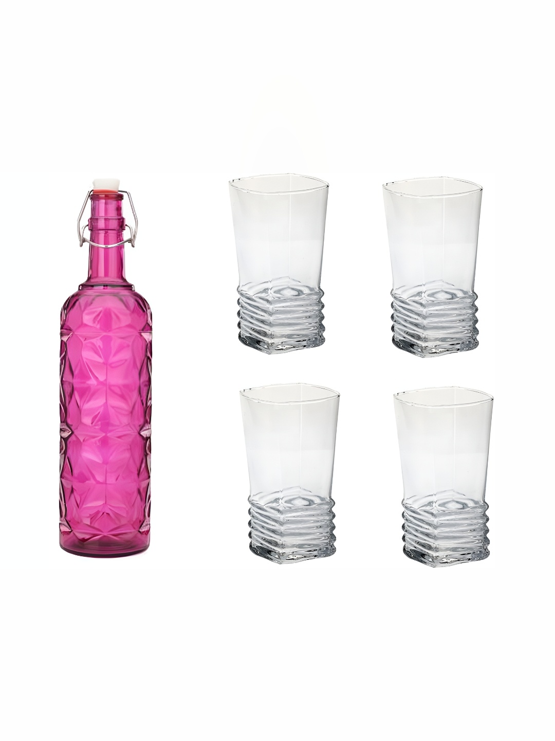 1ST TIME Pink & Transparent 5Pcs Textured Glass Dishwasher Safe Water Bottle & Glasses
1ST TIME Pink & Transparent 5Pcs Textured Glass Dishwasher Safe Water Bottle & Glasses