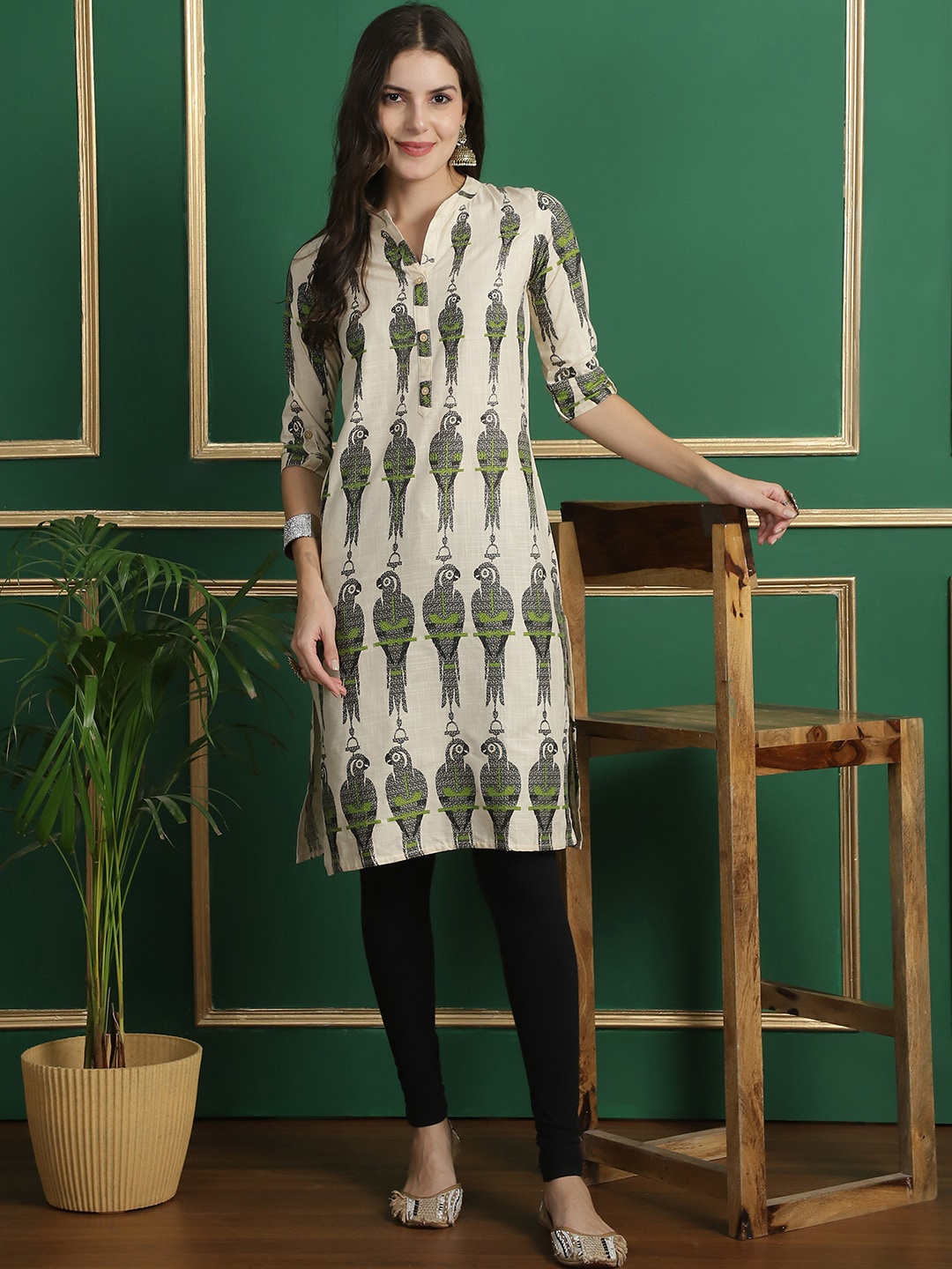 Grancy Ethnic Motifs Printed Mandarin Collar Flared Sleeves Cotton Straight A-Line Kurta, Off white
Grancy Ethnic Motifs Printed Mandarin Collar Flared Sleeves Cotton Straight A-Line Kurta, Off white
