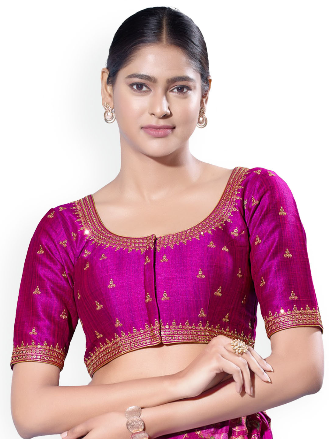 SALWAR STUDIO Embroidered Saree Blouse, Purple 
SALWAR STUDIO Embroidered Saree Blouse, Purple