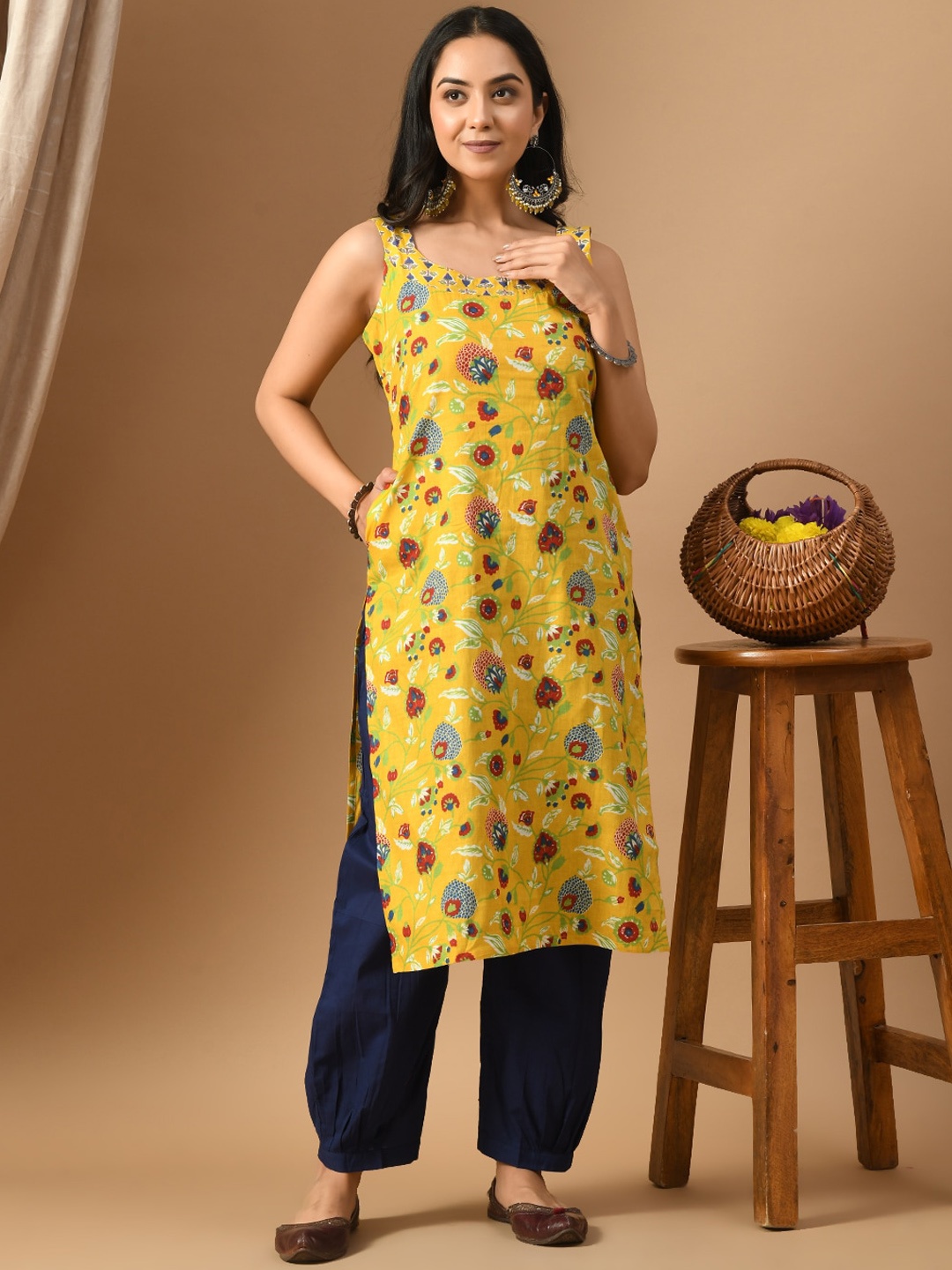 Laado - Pamper Yourself Women Floral Printed Regular Pure Cotton Kurta with Salwar, Yellow
Laado - Pamper Yourself Women Floral Printed Regular Pure Cotton Kurta with Salwar, Yellow