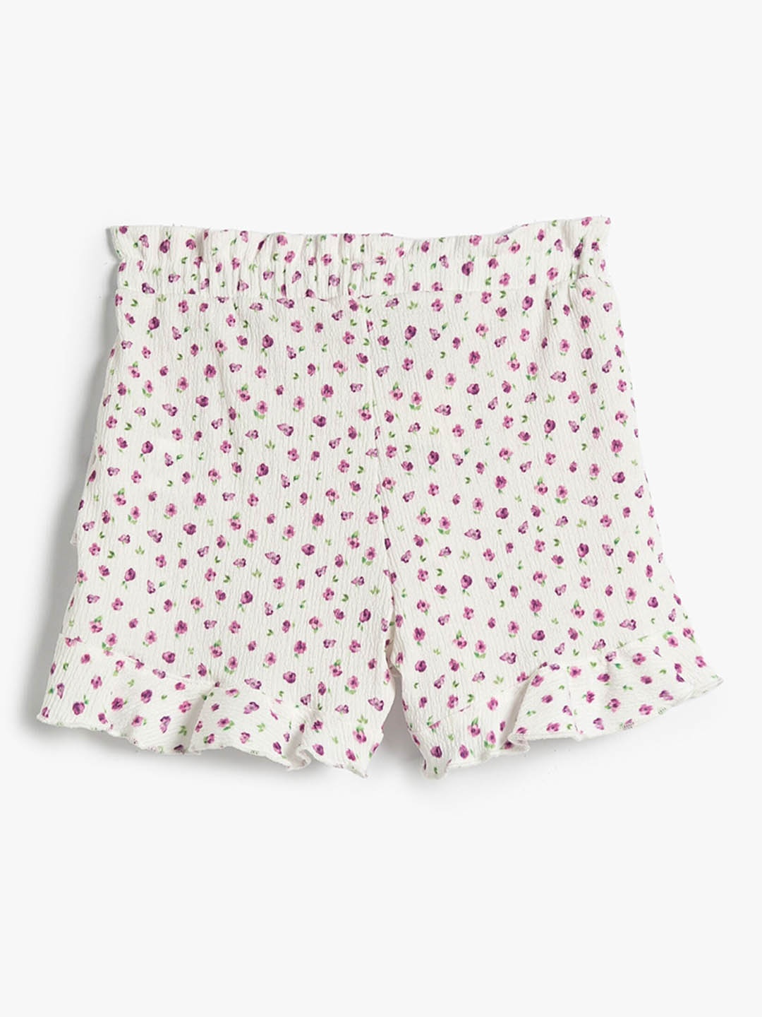 Koton Girls Floral Printed Shorts, Beige