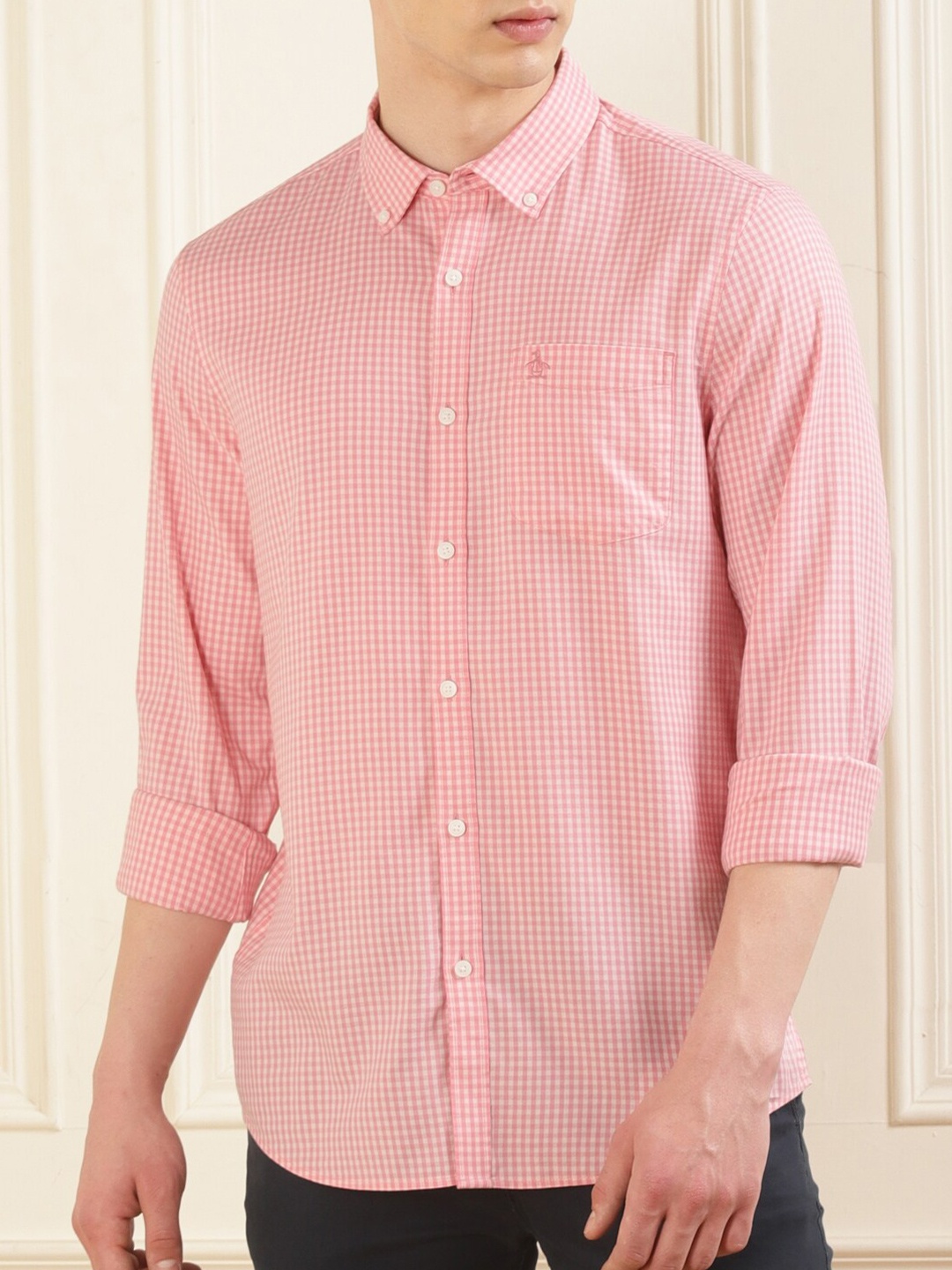 Original Penguin Micro Checks Printed Spread Collar Cotton Curved Slim Fit Casual Shirt, Pink
Original Penguin Micro Checks Printed Spread Collar Cotton Curved Slim Fit Casual Shirt, Pink