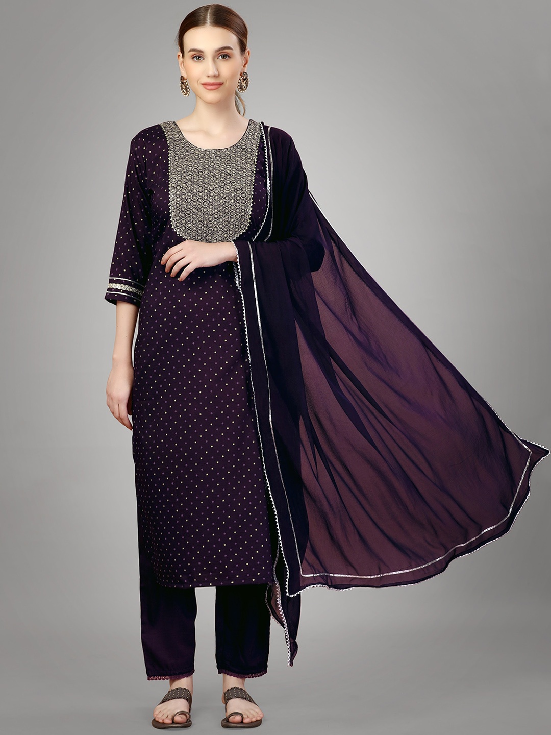 ksevencreation Women Ethnic Motifs Embroidered Regular Kurta with Trousers & With Dupatta, Purple
ksevencreation Women Ethnic Motifs Embroidered Regular Kurta with Trousers & With Dupatta, Purple