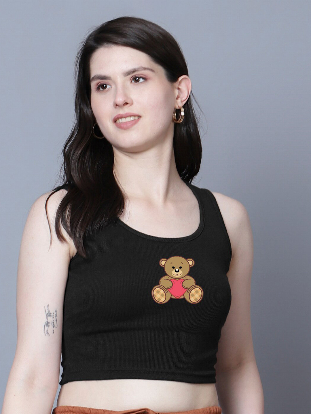 Fashion And Youth Graphic Printed Round Neck Sleeveless Fitted Crop Top, Black
Fashion And Youth Graphic Printed Round Neck Sleeveless Fitted Crop Top, Black