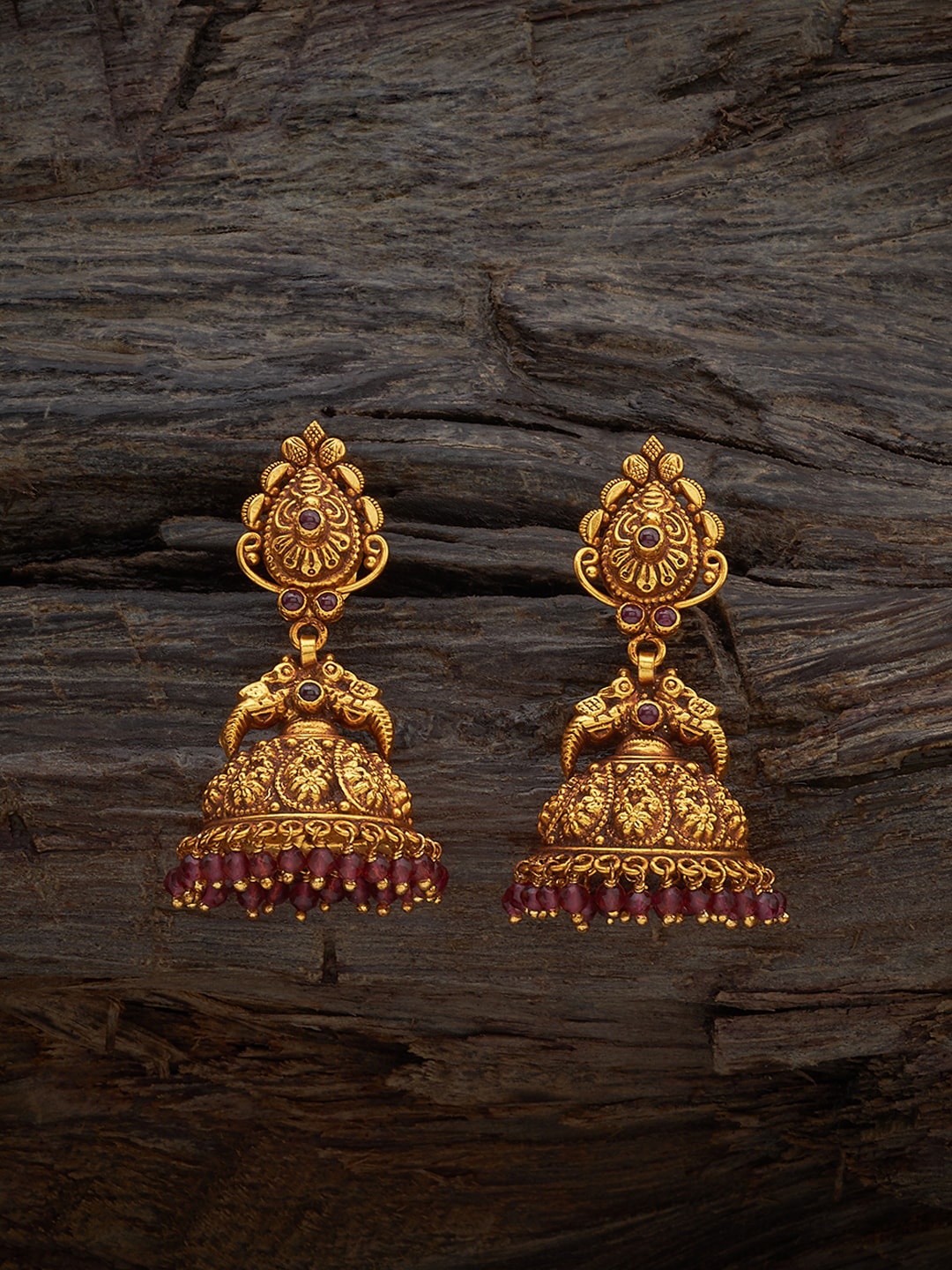 Kushal's Fashion Jewellery Gold Plated Artificial Stones 92.5 Pure Silver Temple Jhumkas
Kushal's Fashion Jewellery Gold Plated Artificial Stones 92.5 Pure Silver Temple Jhumkas