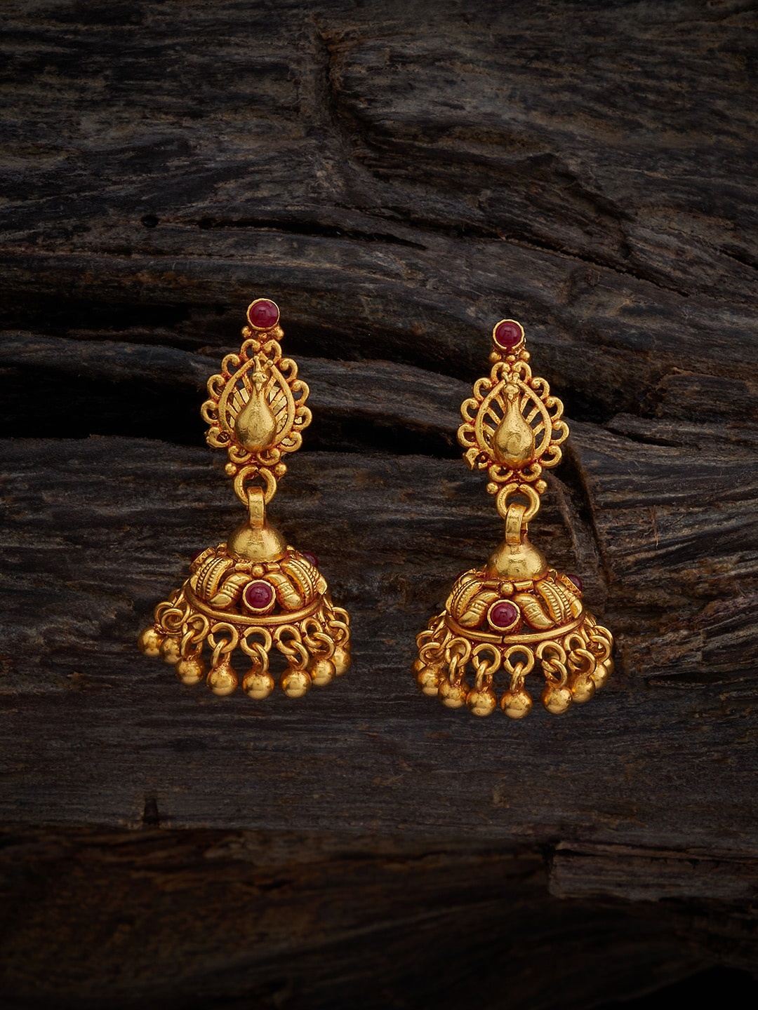 Kushal's Fashion Jewellery 92.5 Pure Silver Gold-Plated Ruby-Studded Dome Shaped Jhumkas
Kushal's Fashion Jewellery 92.5 Pure Silver Gold-Plated Ruby-Studded Dome Shaped Jhumkas