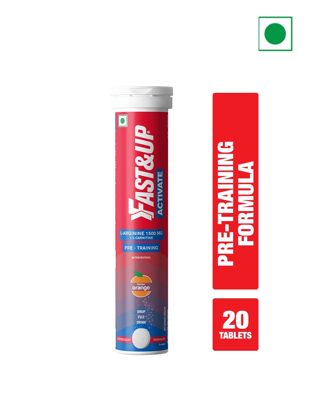 FAST&UP Activate L-Arginine Pre-Training Effervescent Drink - 20 Tablets - Orange Flavor, Red
FAST&UP Activate L-Arginine Pre-Training Effervescent Drink - 20 Tablets - Orange Flavor, Red