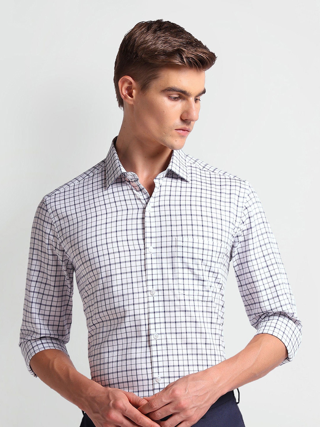 Arrow Slim Fit Grid Tattersall Checked Pure Cotton Formal Shirt, Blue
Arrow Slim Fit Grid Tattersall Checked Pure Cotton Formal Shirt, Blue