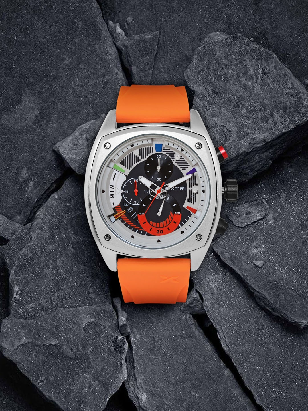 EXTRI Men Textured Dial & Silicon Straps Analogue and Digital Chronograph Watch X6056-B, Silver
EXTRI Men Textured Dial & Silicon Straps Analogue and Digital Chronograph Watch X6056-B, Silver