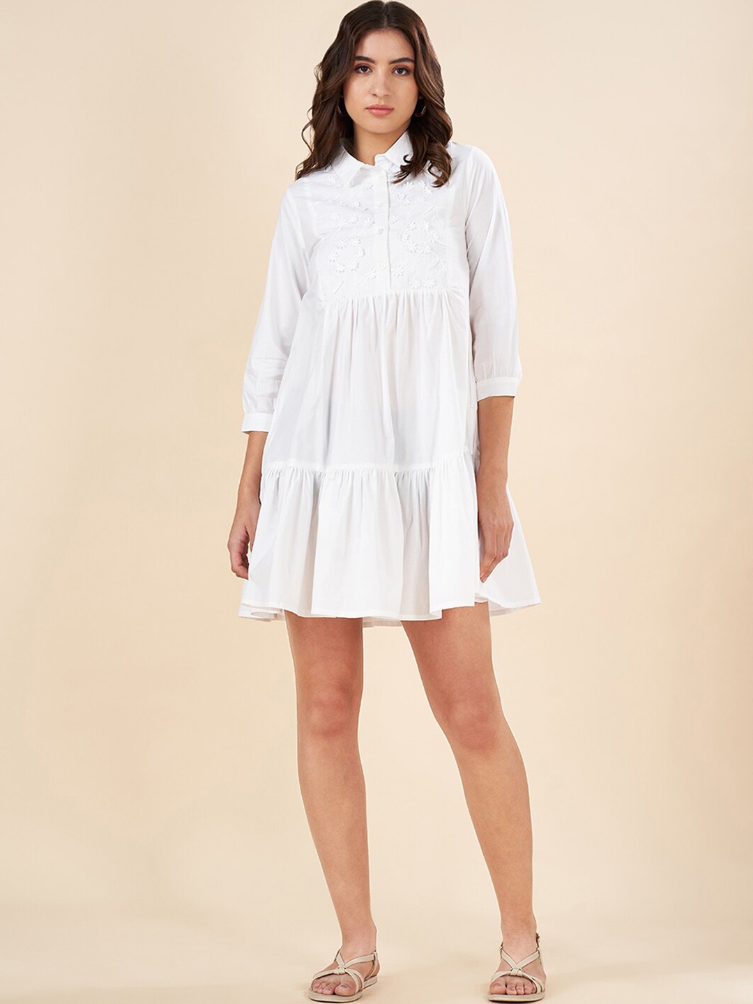 AKKRITI BY PANTALOONS Cotton Shirt Collar Cuffed Sleeves Fit & Flare Casual Dress, Off white
AKKRITI BY PANTALOONS Cotton Shirt Collar Cuffed Sleeves Fit & Flare Casual Dress, Off white