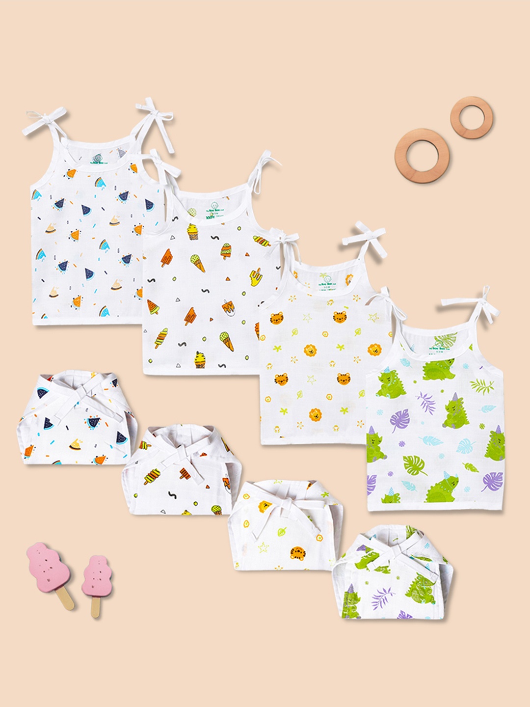 The Boo Boo Club Infant Girls Pack of 4 Printed Organic Cotton Jhabla with Nappies, White
The Boo Boo Club Infant Girls Pack of 4 Printed Organic Cotton Jhabla with Nappies, White