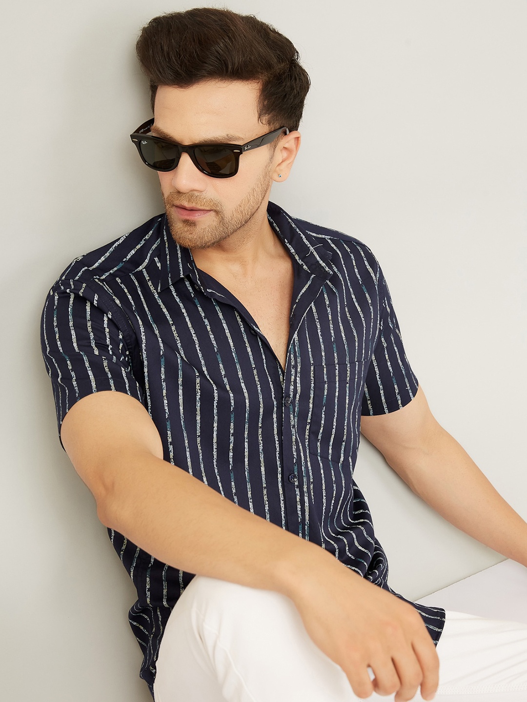 LOUIS MONARCH Comfort Striped Spread Collar Slim Fit Cotton Casual Shirt, Navy blue
LOUIS MONARCH Comfort Striped Spread Collar Slim Fit Cotton Casual Shirt, Navy blue