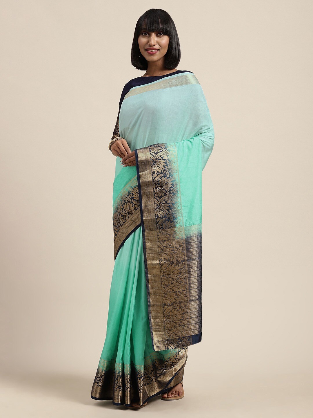 Mitera Green Ombre Zari Saree