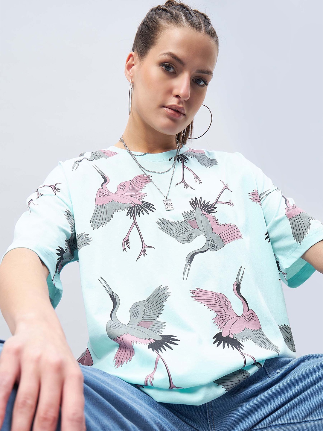 GESPO Graphic Printed Drop Shoulder Sleeves Oversized Cotton T-shirt, Turquoise blue
GESPO Graphic Printed Drop Shoulder Sleeves Oversized Cotton T-shirt, Turquoise blue