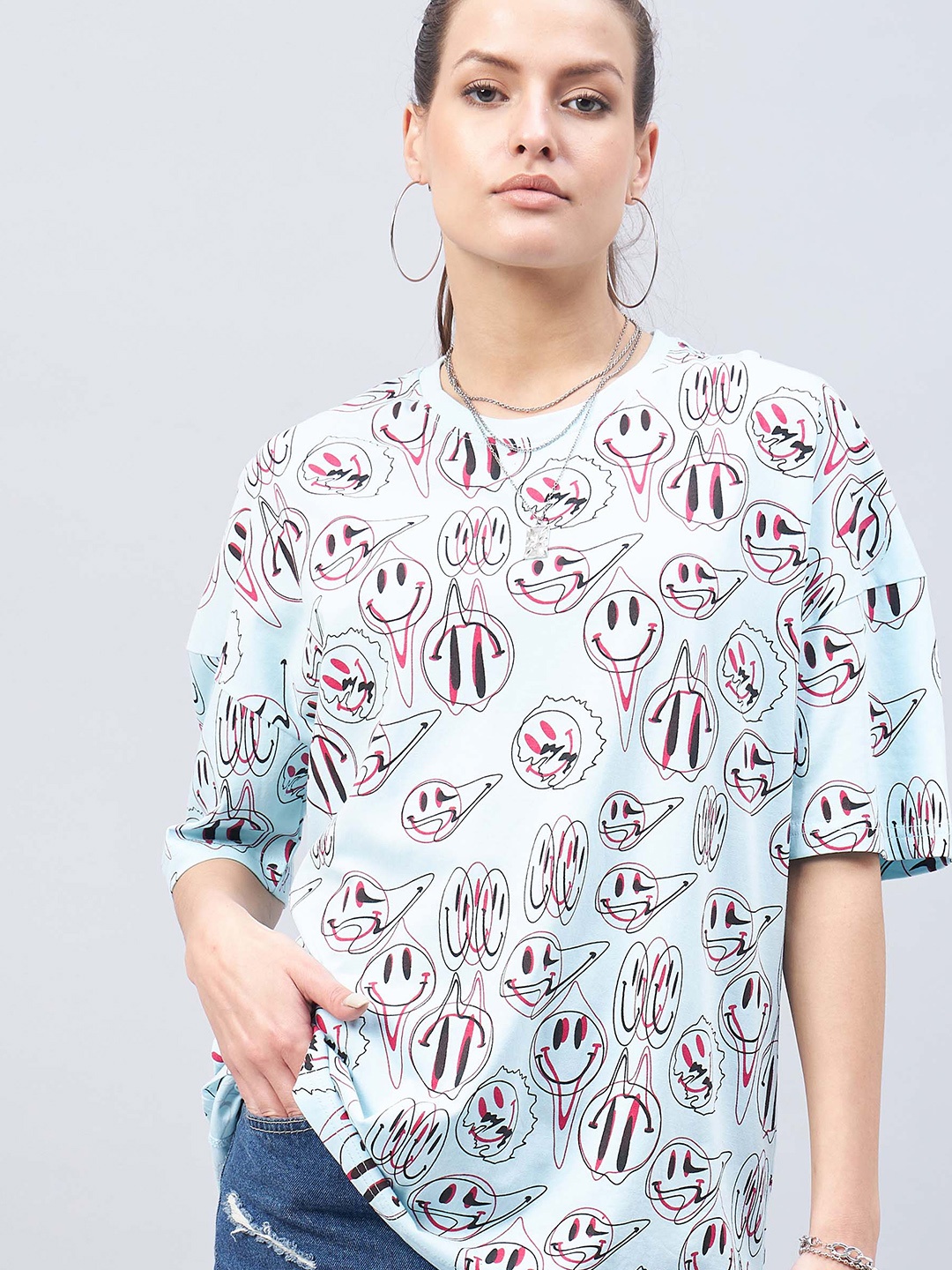 GESPO Conversational Printed Drop-Shoulder Sleeves Pure Cotton Casual Oversized T-shirt, Turquoise blue
GESPO Conversational Printed Drop-Shoulder Sleeves Pure Cotton Casual Oversized T-shirt, Turquoise blue