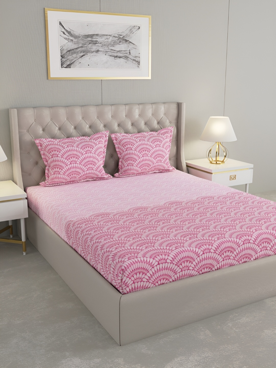 Raymond Home Pink & White Geometric Cotton 120 TC King Bedsheet With 2 Pillow Covers
Raymond Home Pink & White Geometric Cotton 120 TC King Bedsheet With 2 Pillow Covers