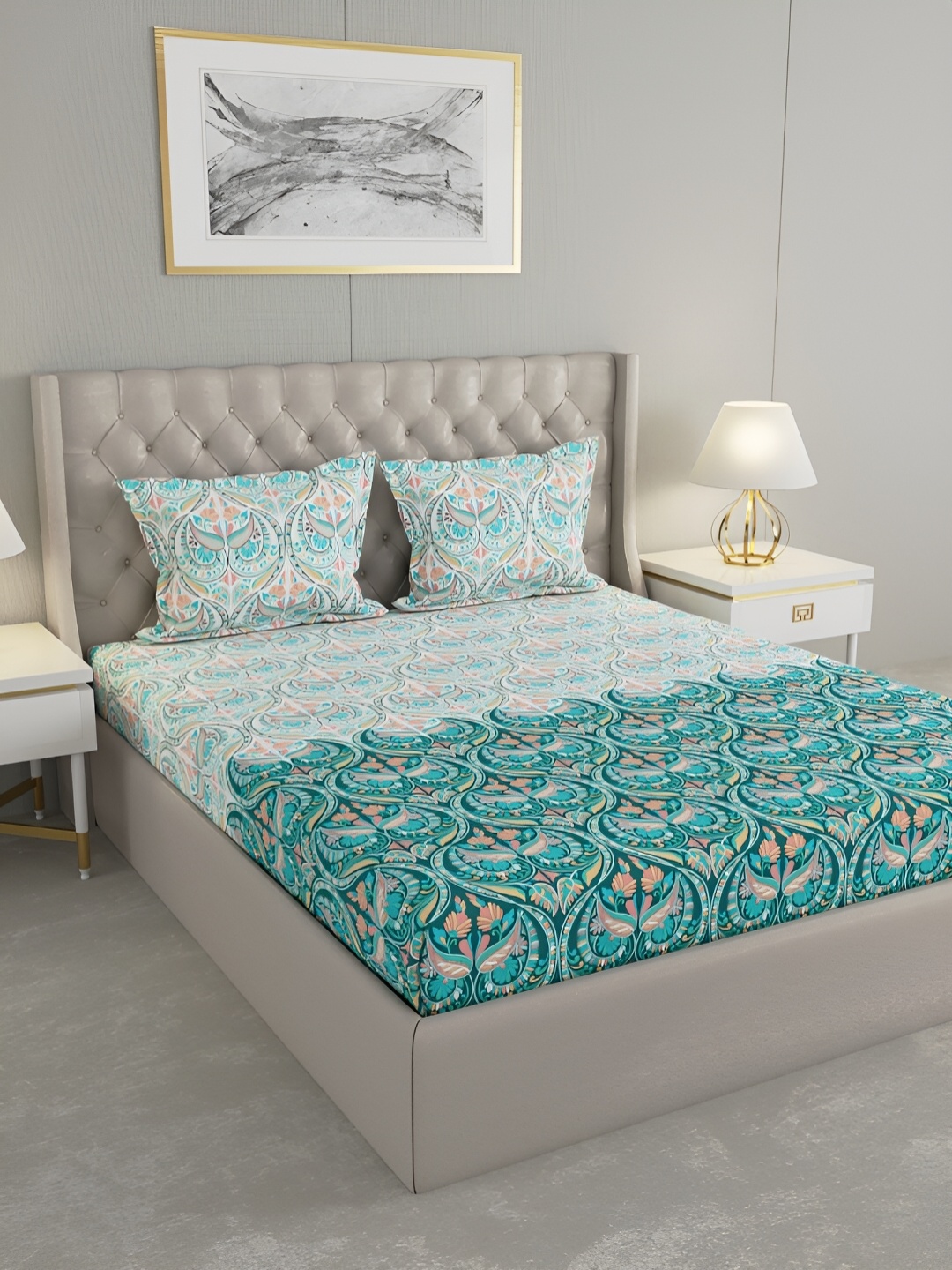 Raymond Home Green & White Ethnic Motifs Cotton 120 TC King Bedsheet With 2 Pillow Covers
Raymond Home Green & White Ethnic Motifs Cotton 120 TC King Bedsheet With 2 Pillow Covers